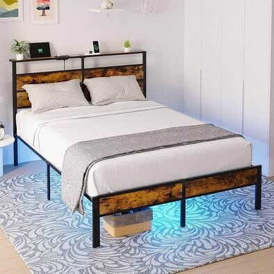 FUll Size Bed Frame with USB and LED