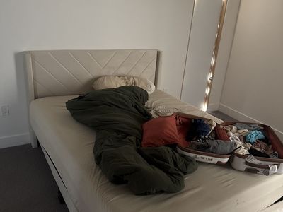 Queen bed frame & mattress