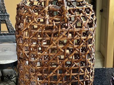 Vintage Wicker Tall Laundry Blanket Flower Basket