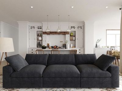 118" Cloud Modular Sofa, Convertible Modular 3 Seater Couch, Cotton Linen Fabric Sofa