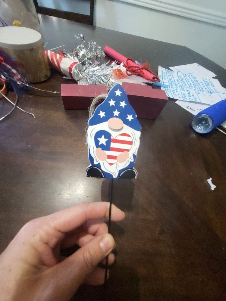 Patriotic Gnome Garden Stake - Red, White & Blue Americana Decor