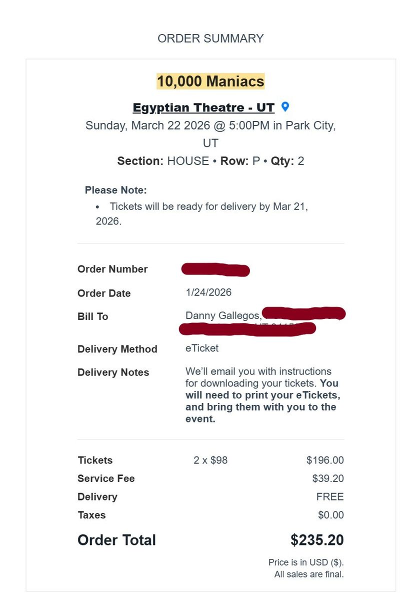 10,000 Maniacs concert tickets for sale - Sunday March 22