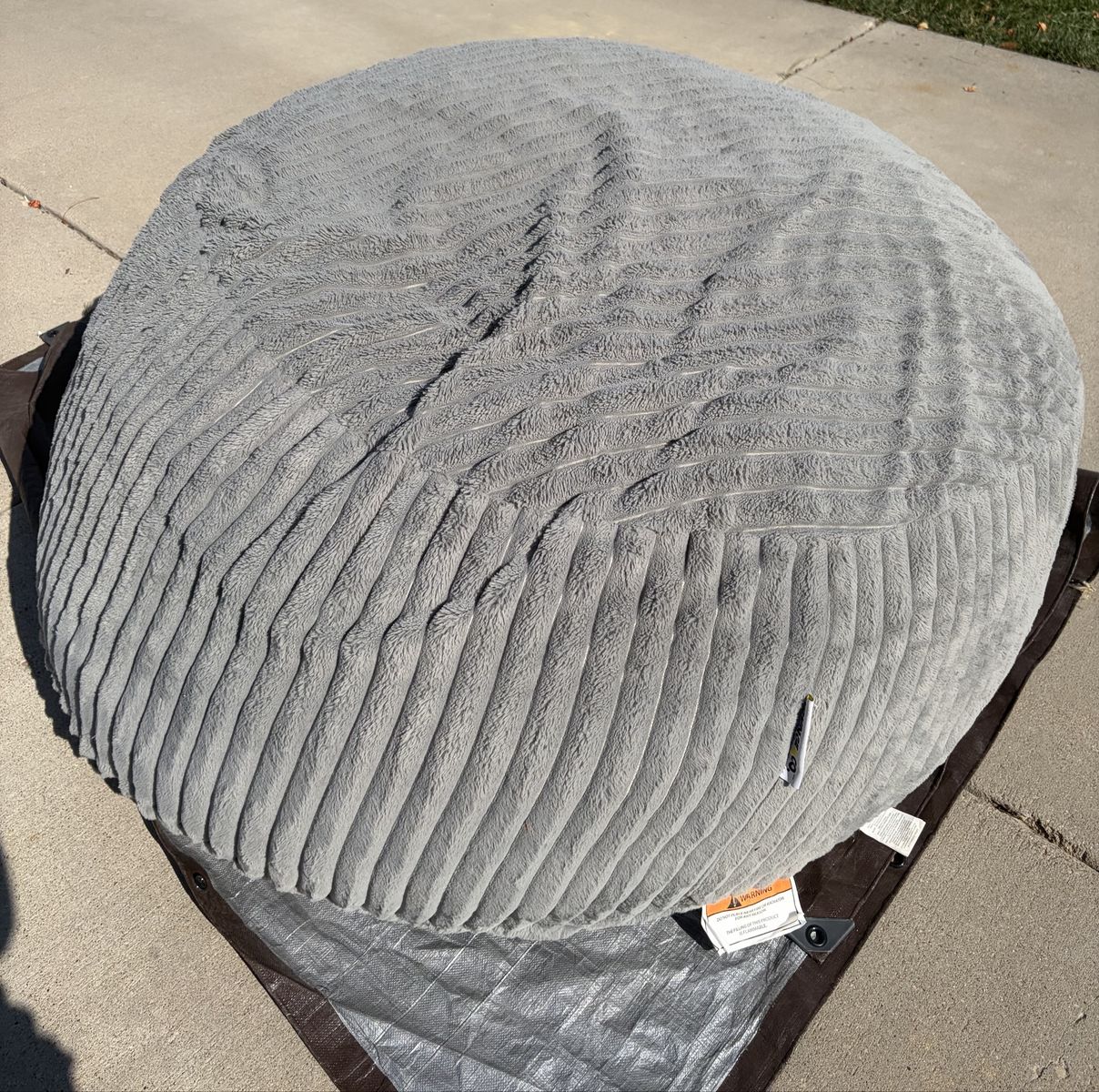 Large Gray Corduroy Plush Bean Bag Chair Lounger