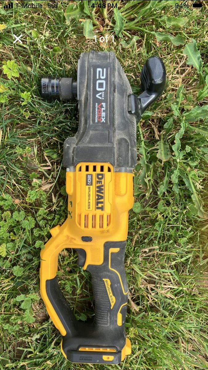 DeWalt 20V Max angle drill, cordless, battery and charger not included.