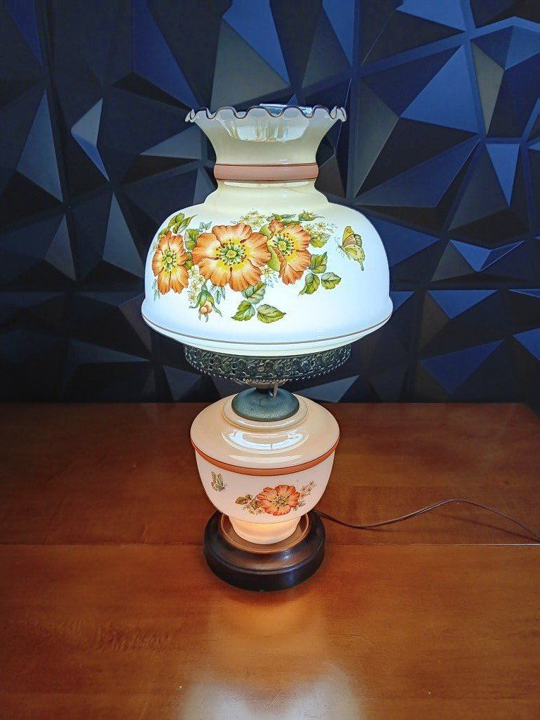 Vintage White Milk Glass Hurricane Gone With The W