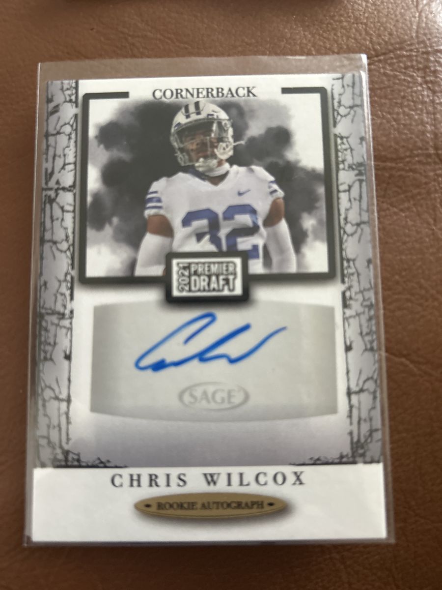 2021 SAGE Premier Draft Chris Wilcox Rookie Autograph BYU Cougars Cornerback Football Card Hand Signed Certified Auto