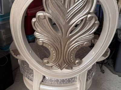 2 Stunning Entry Chairs and matching table custom painted and upholstered