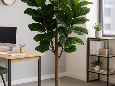 8' Faux Fig Tree in Oversized Ceramic Pot