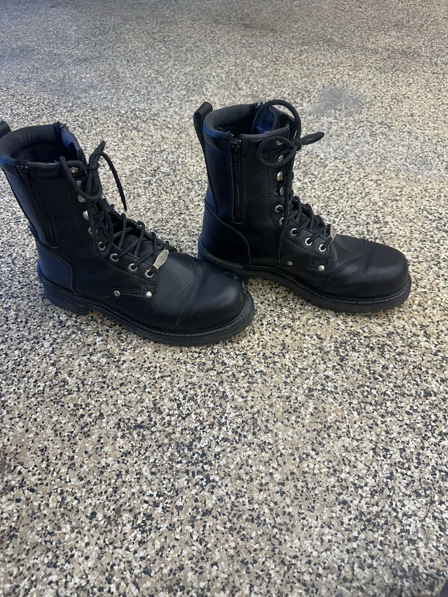 River Road Black Leather Motorcycle Boots Men's Size 11