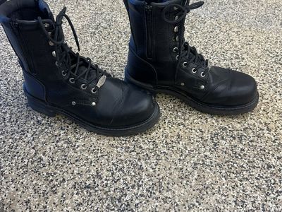 River Road Black Leather Motorcycle Boots Men's Size 11