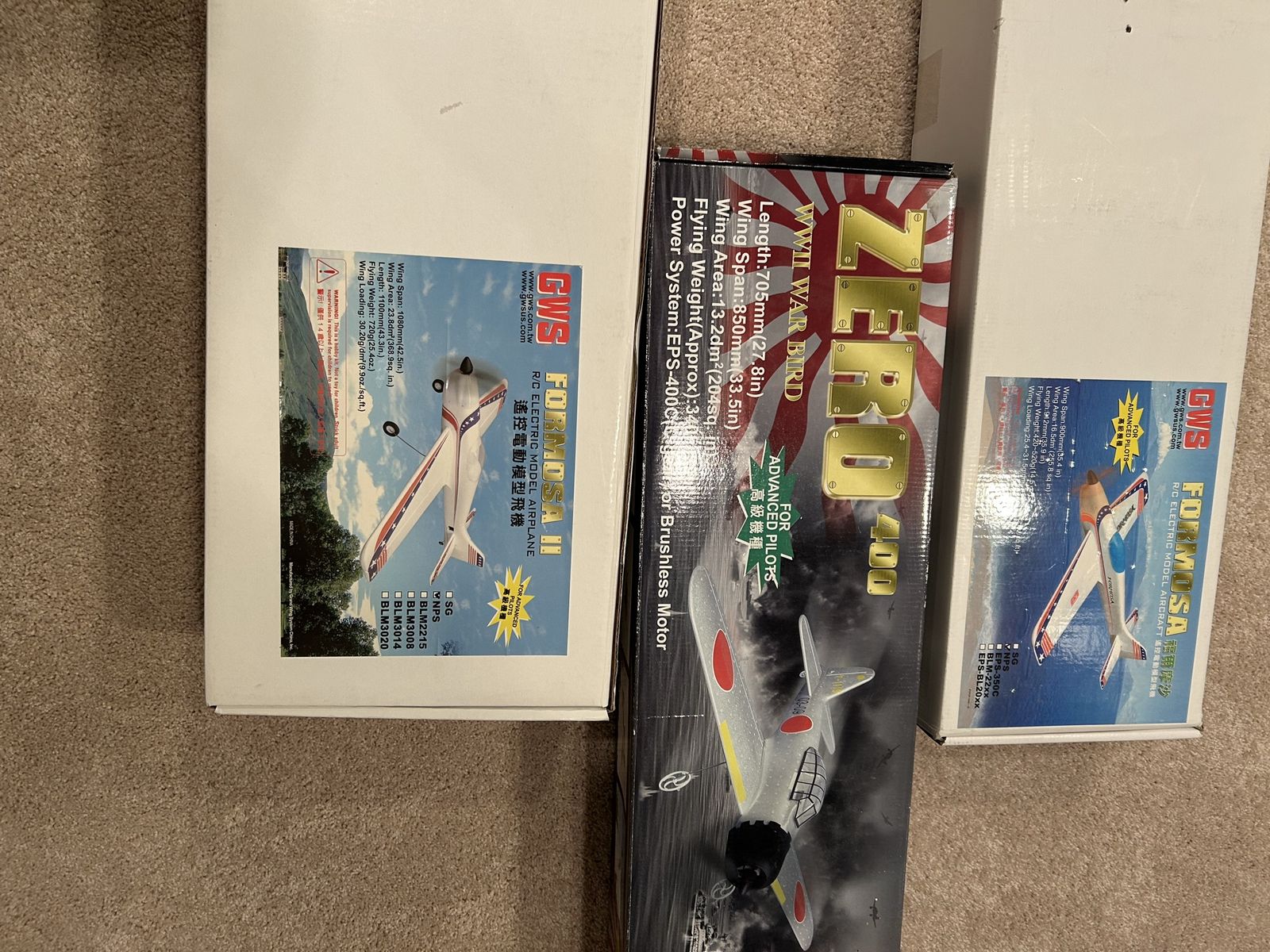Three Vintage GWS RC Electric Model Airplane Kits – New In Box