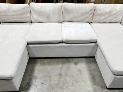Sectional Sleeper Sofa with Double Storage Chaise, Pull Out Sofa Bed Couch with USB Ports, Cup houlders, Chenille 111.8" Oversiz