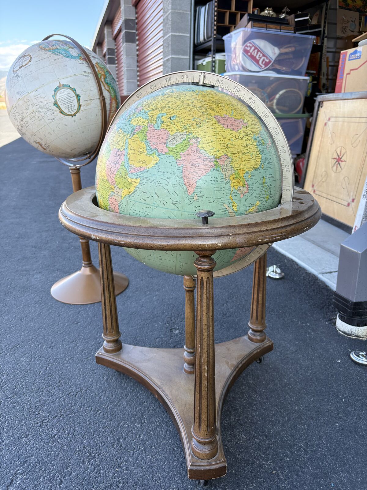 Large 16” Vintage Mid-Century Modern style Replogle Floor World Globe on Wood Stand.