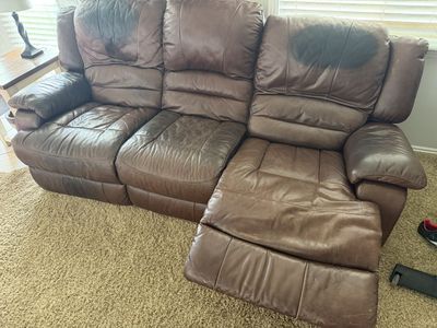 Leather couch and loveseat