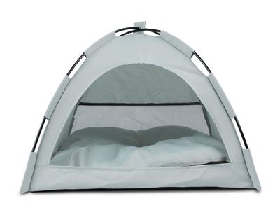 Portable Pet Tent Bed with Thick Cushion Pad for Small Dogs and Cats - Light Gray