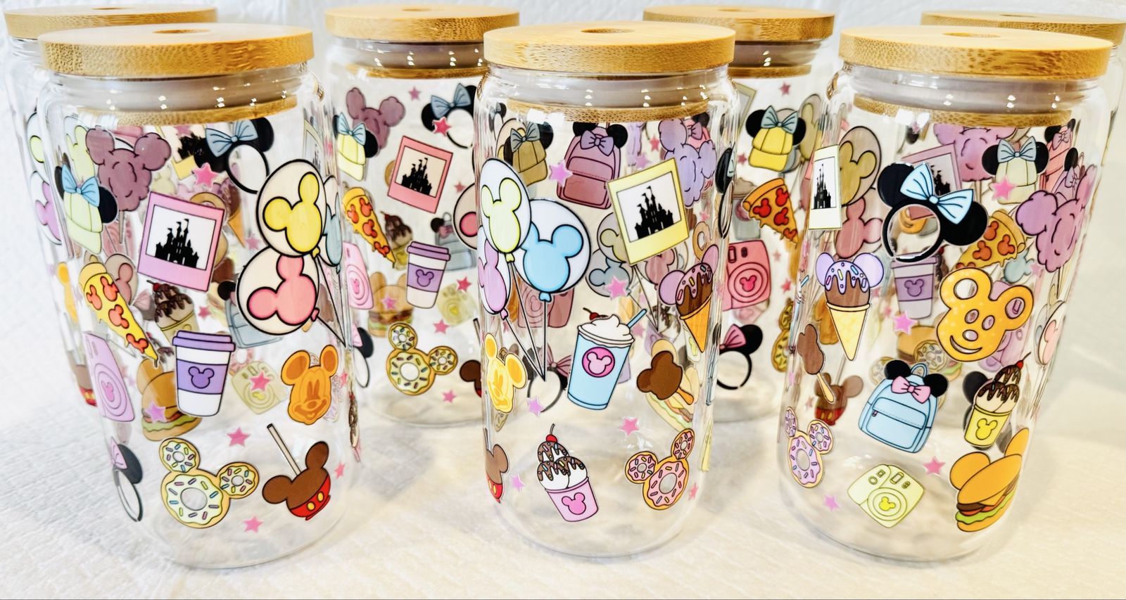 16 oz Disney Treats Glass Tumbler with Glass Straw