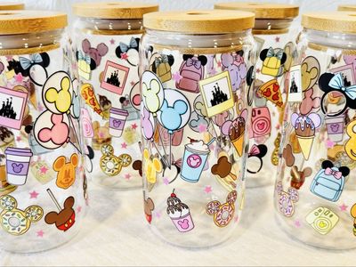 16 oz Disney Treats Glass Tumbler with Glass Straw