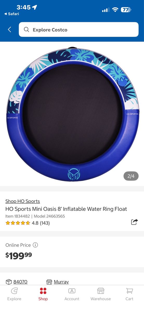HO Sports Mini Oasis 8' Inflatable Water Ring Float - Brand New in Box