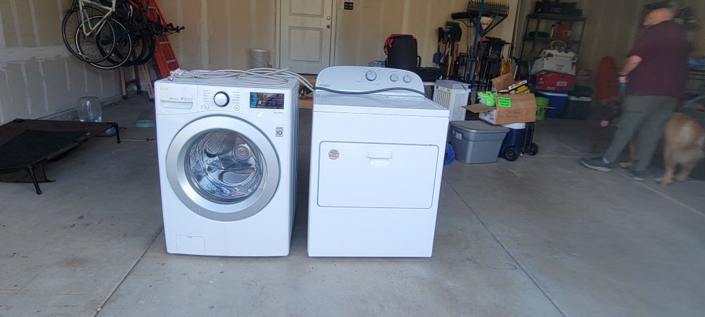 LG  Front Load Washing Machine & Whirlpool Electric Dryer - White