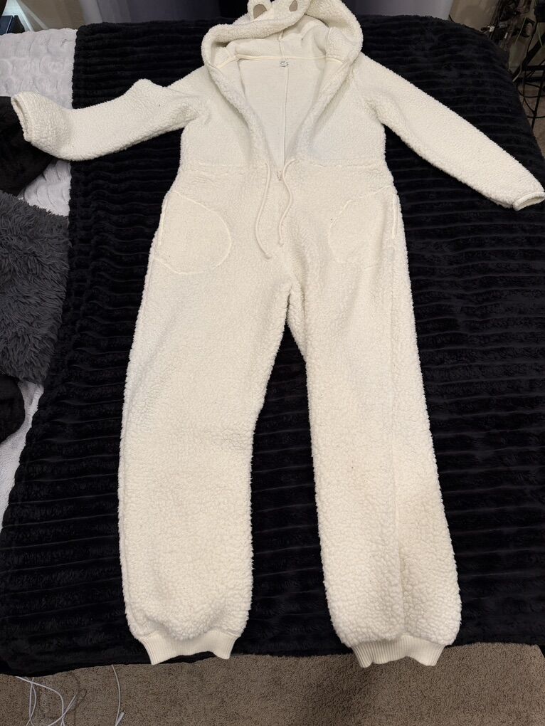 Aerie Cozy Teddy Fleece Hooded Jumpsuit