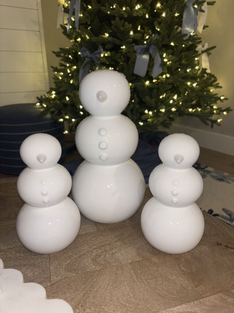 Crate And Barrell Snowman Set Of 3