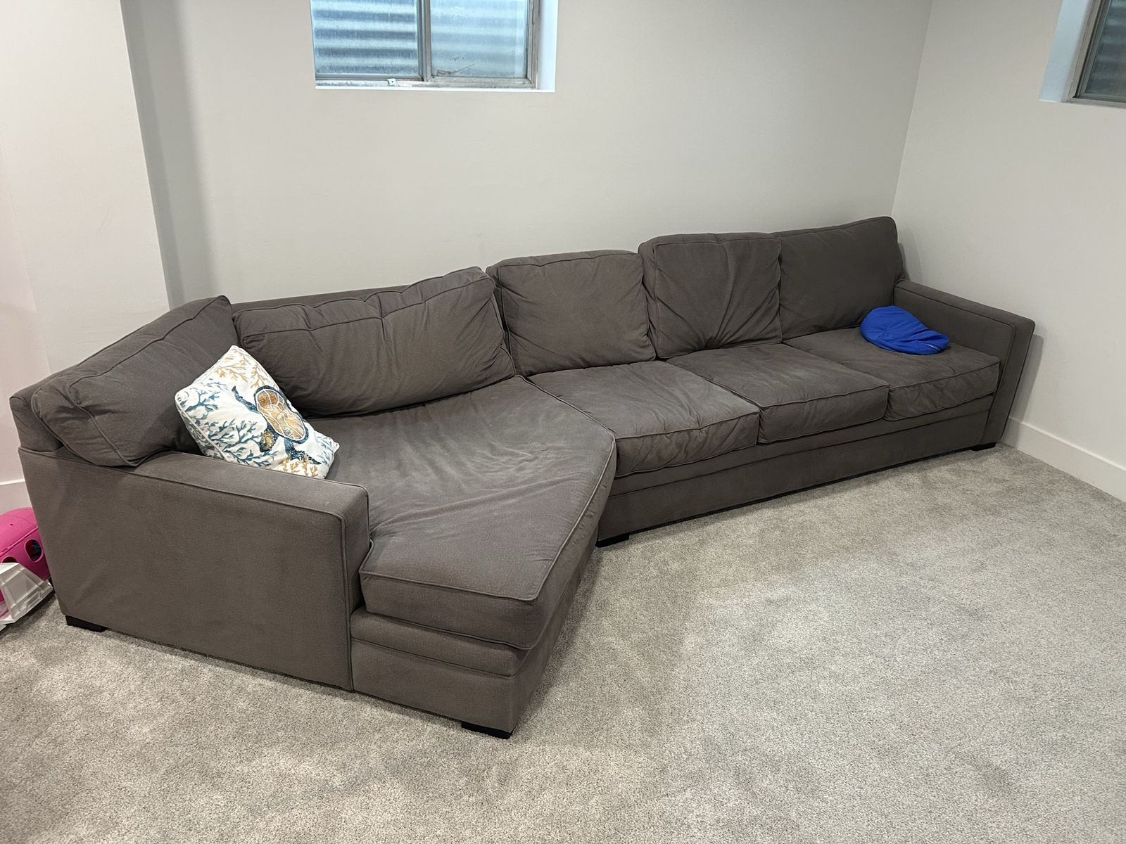 Sectional Couch - Gray Fabric - Good Condition