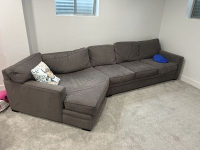 Sectional Couch - Gray Fabric - Good Condition