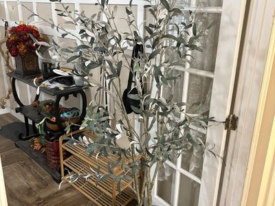 Tall Faux Olive Tree in Black Planter Pot Indoor Artificial Plant Decor