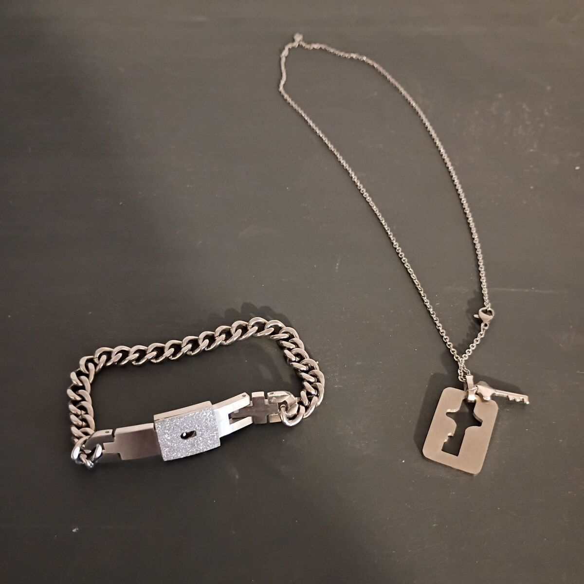 couples bracelet and necklace