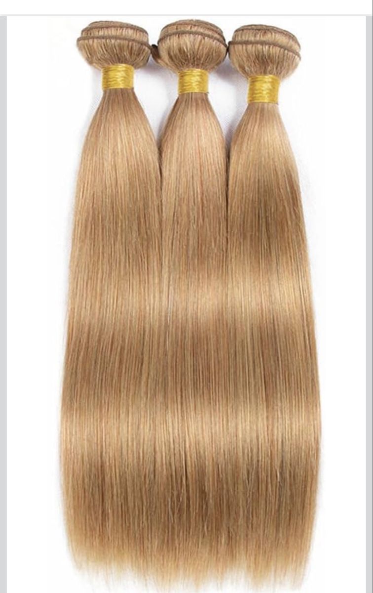 Straight Honey Blonde Hair Extensions 3 Bundles 14 16 18