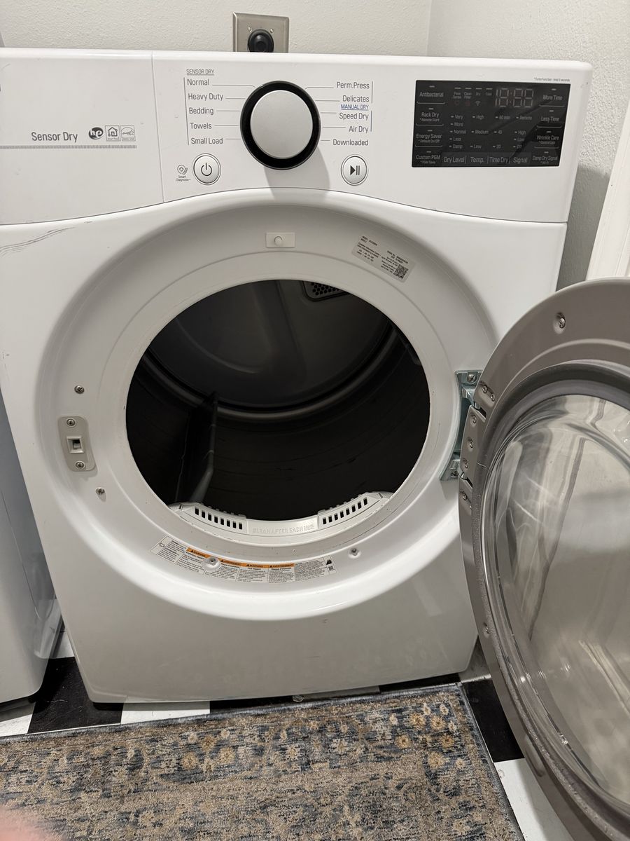 LG Sensor Dry Front Load Electric Dryer, White, with Multiple Cycles
