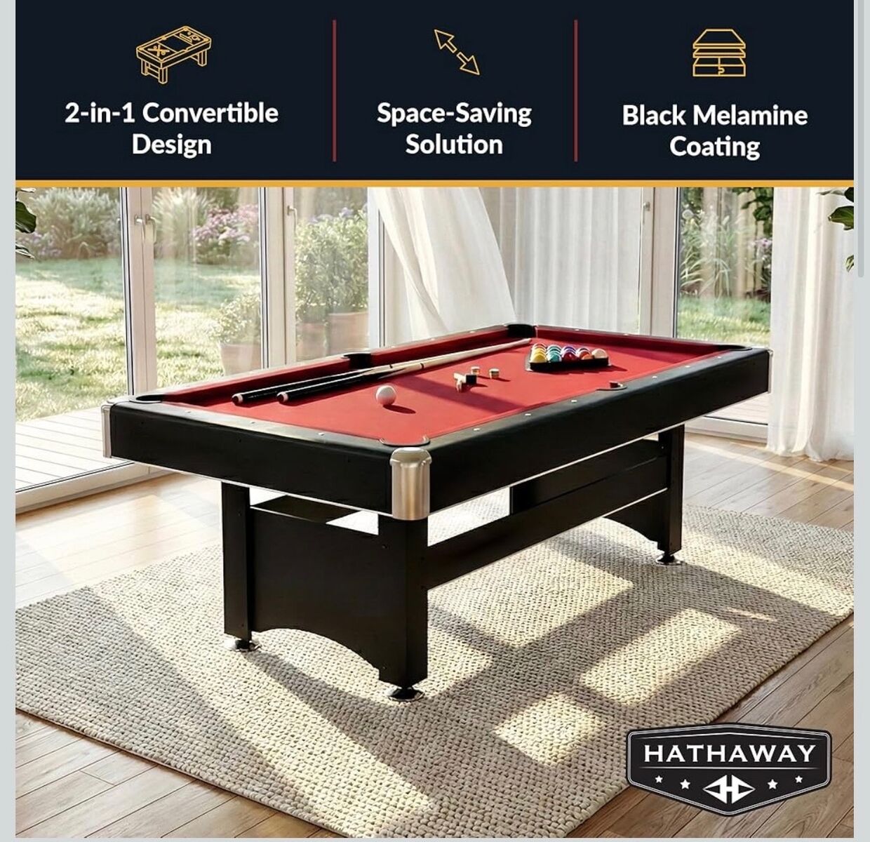 2 In 1 72 Inch Pool Table And Ping Pong Table