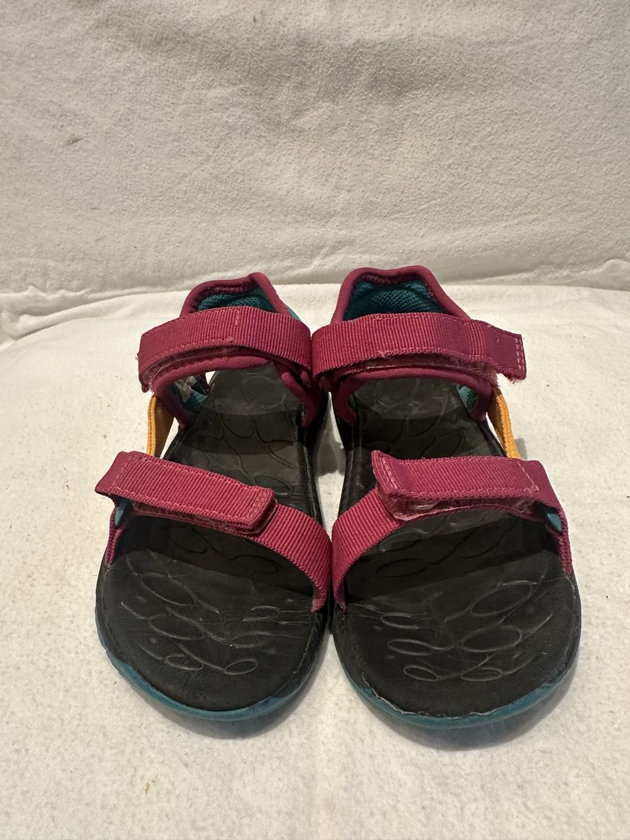 Merrell youth size 2, fuchsia with teal and orange open toe sandals