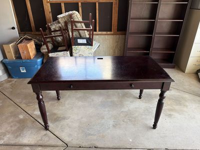 Cherry Desk 30"x60" with Large Drawer and Turned Legs