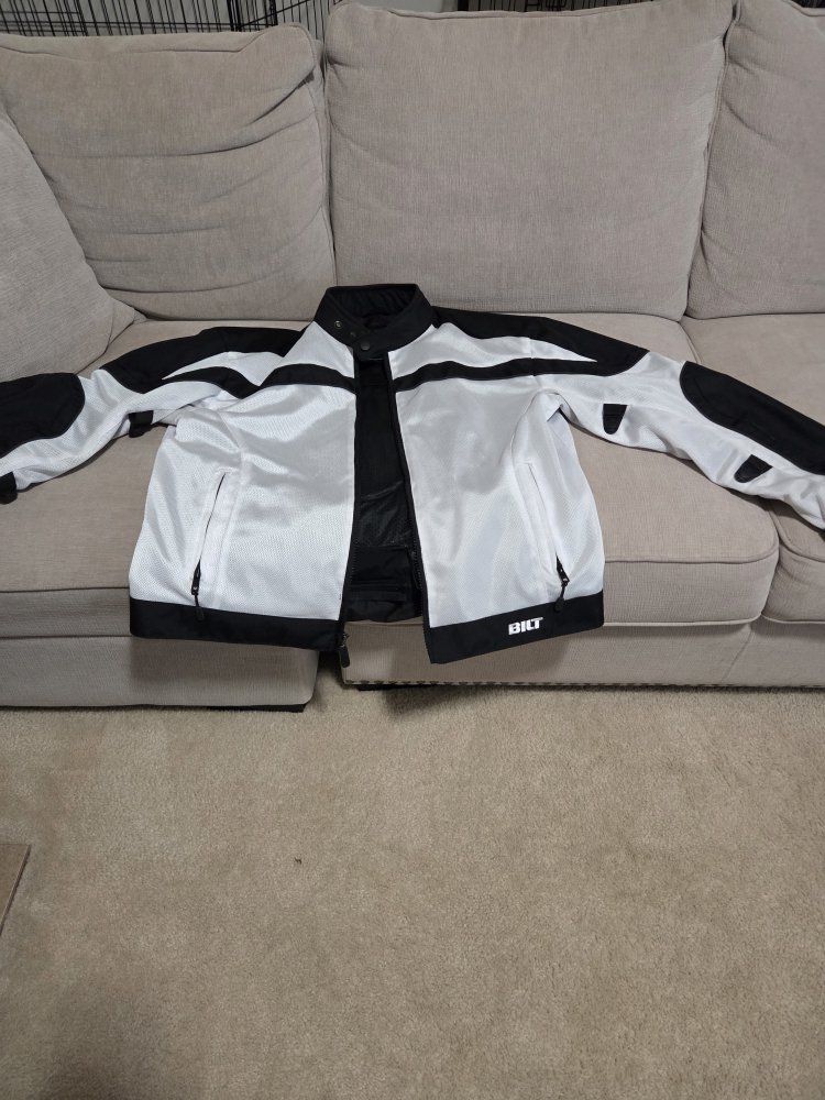 Bilt Motorcycle Jacket, White/Black, Mesh, Unisex, Size XL