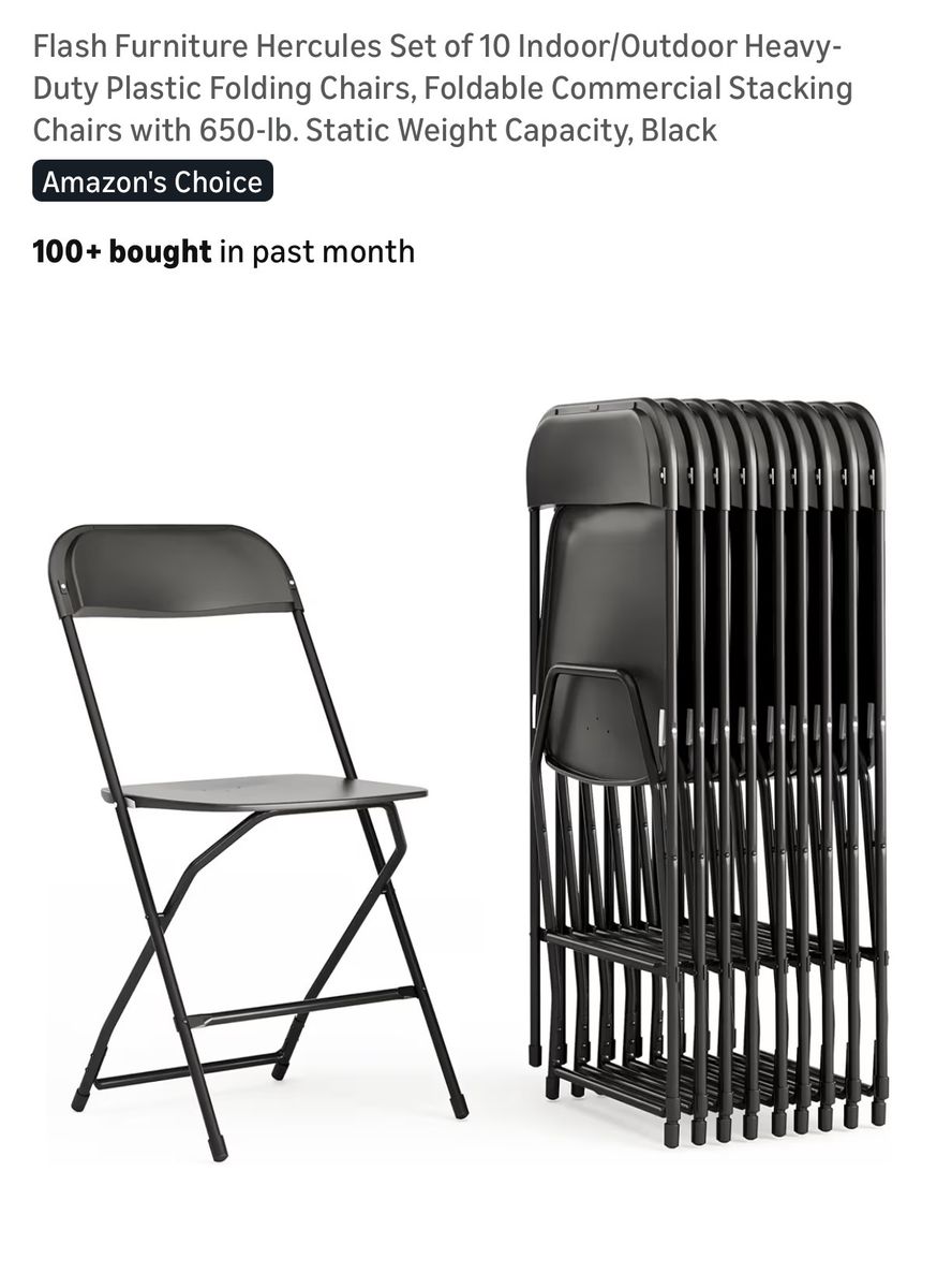 10 black folding chairs
