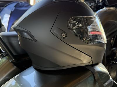 SEVS Bluetooth Motorcycle Helmet - Matte Black, Size Large, Modular w/ Drop-Down Shades & Mic/Speakers