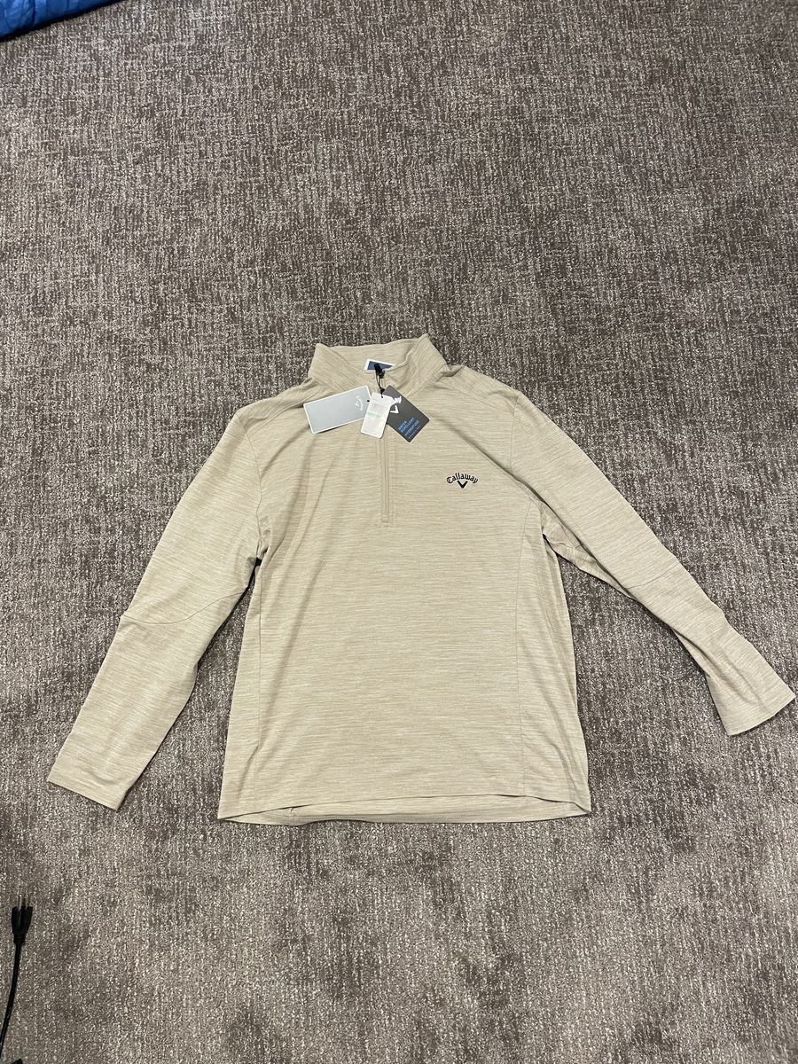 Callaway Men's Golf Hydrofuge Quarter-Zip Pullover - Khaki HTR, Size Large, New with Tags