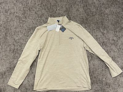 Callaway Men's Golf Hydrofuge Quarter-Zip Pullover - Khaki HTR, Size Large, New with Tags
