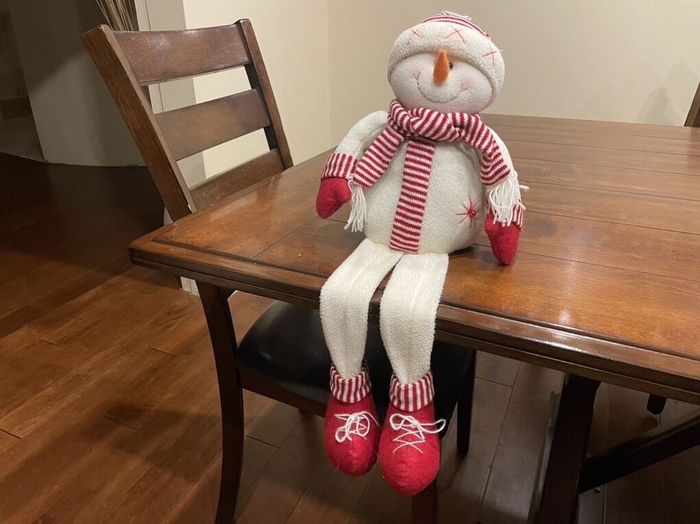 Soft Shelf Sitting Snowman W/ Long Legs