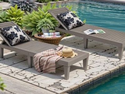 New - Bifanuo Outdoor Chaise Lounge Chair Set of 2, Grey