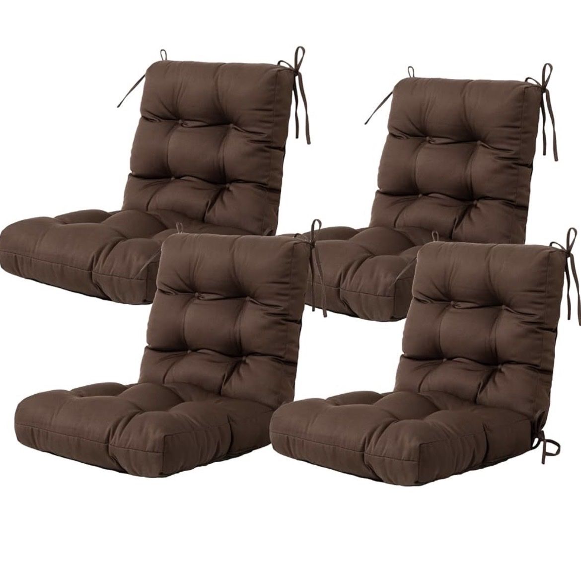 New Artplan Outdoor Chair Cushions Brown Set of 4