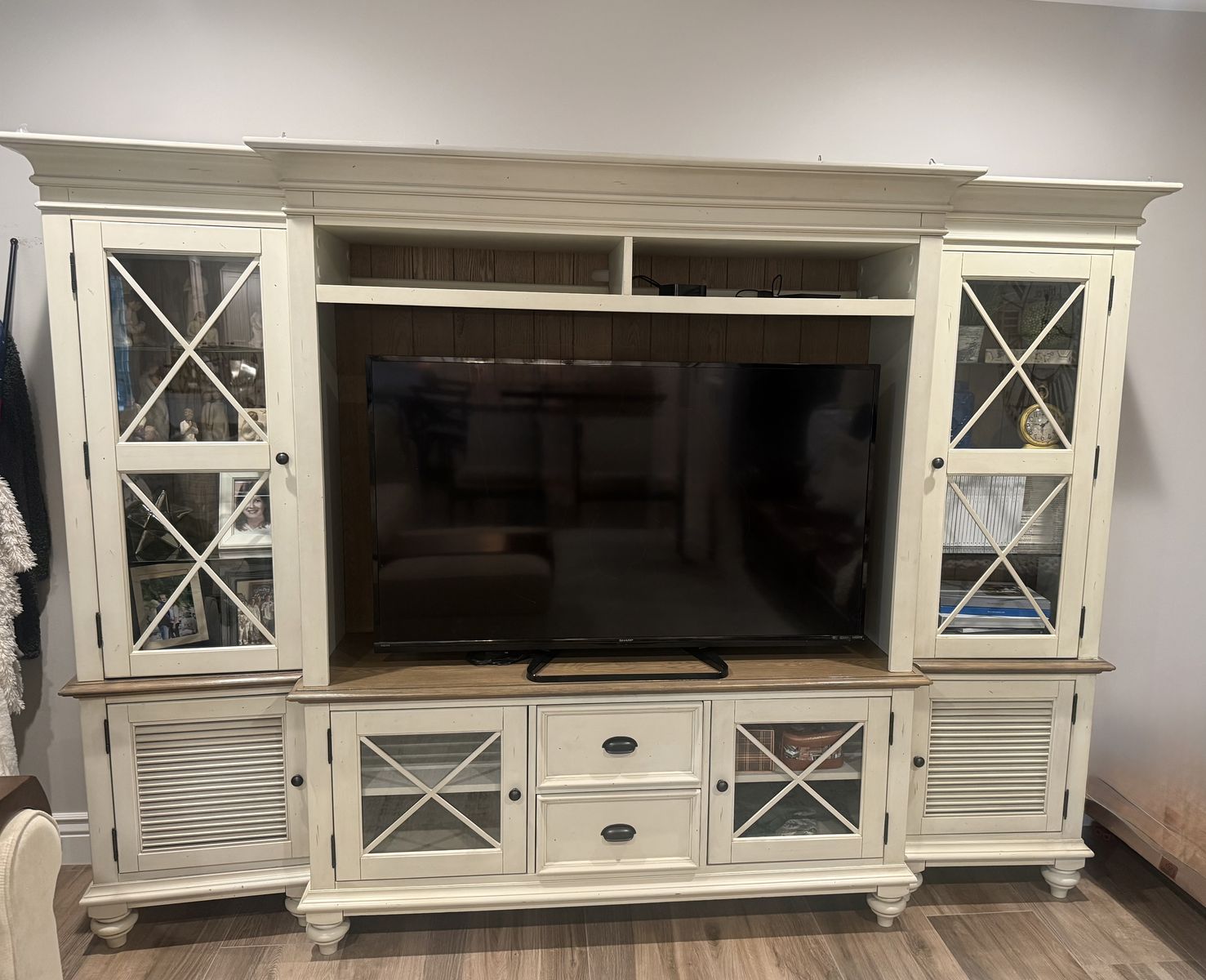 Riverside Coventry Two-tone Entertainment Center plus 2 end tables