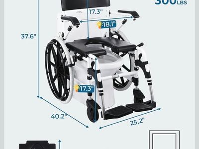 HygiVital Self-Propelled Shower Wheelchair, Commode