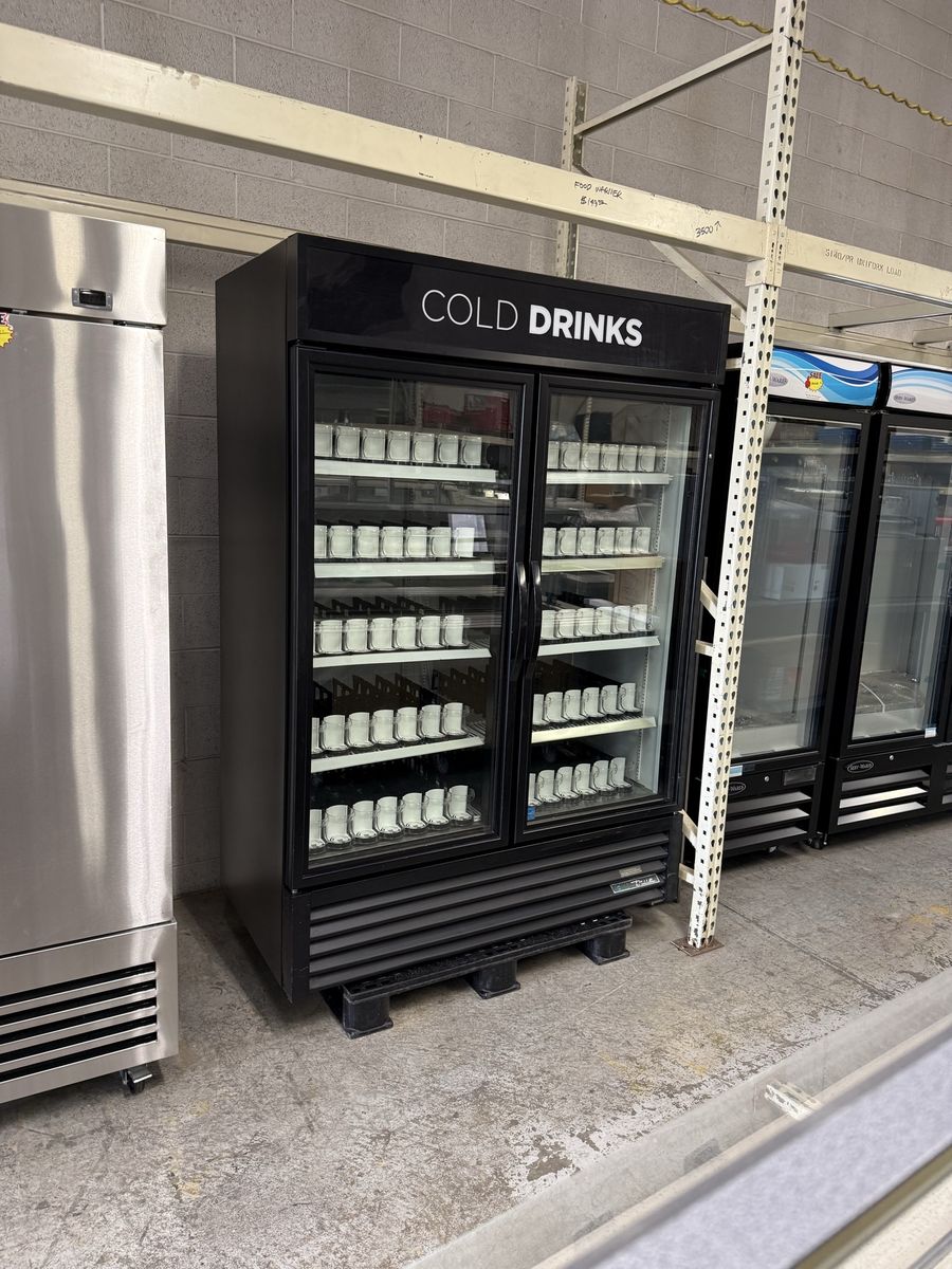 True glass 2 door refrigerator in excellent condition next to new Model #GDM-49-HC  115 volts single phase