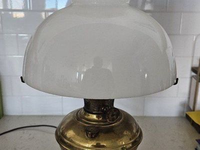 Vintage Brass Milk Glass Lamp