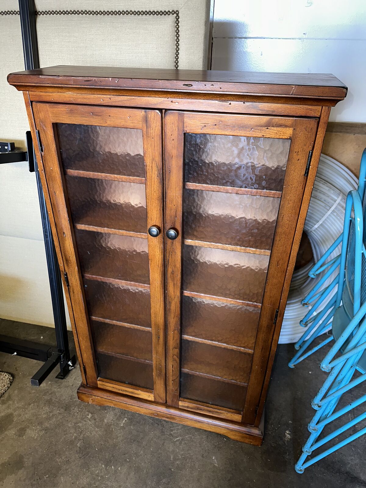Wood Glass Storage Cabinet Bookcase