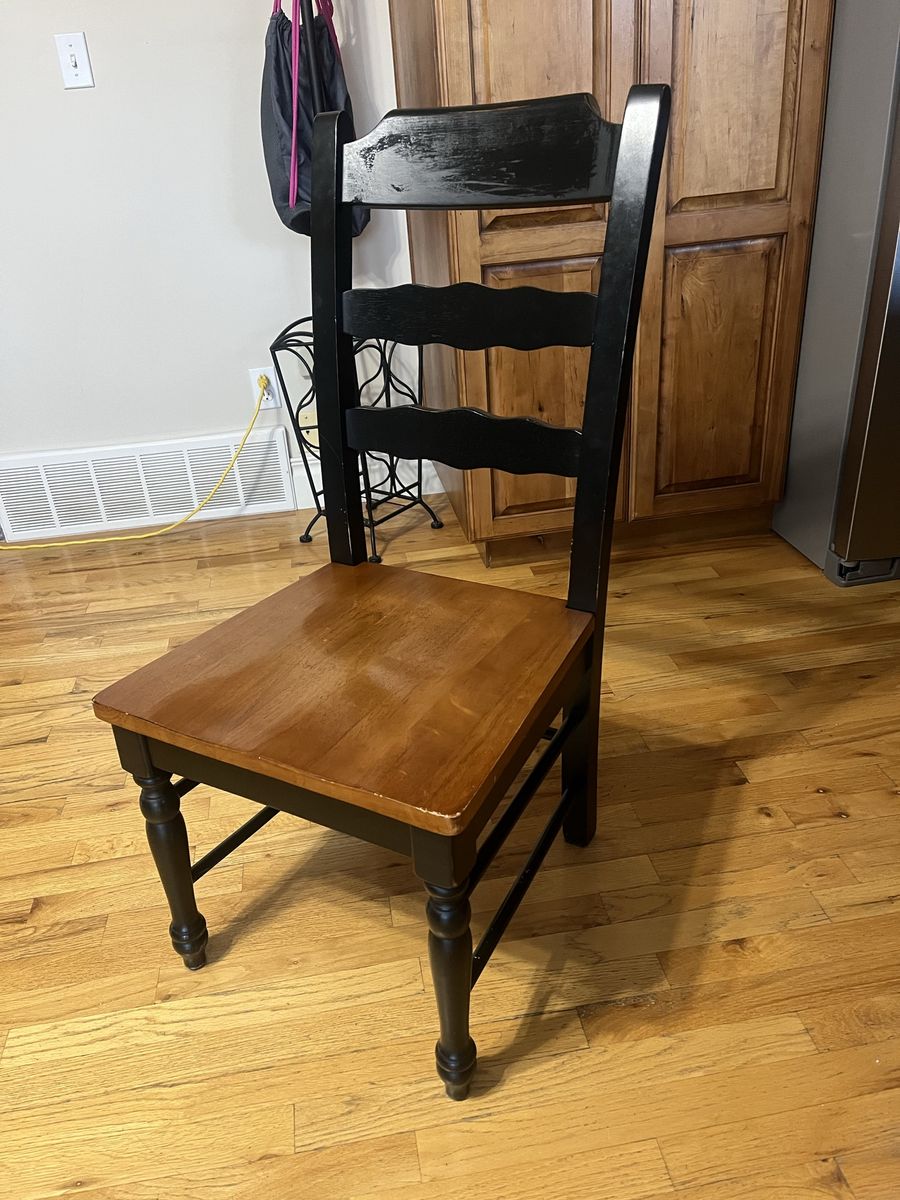 Wooden Dining Chair Black and Brown Ladder Back