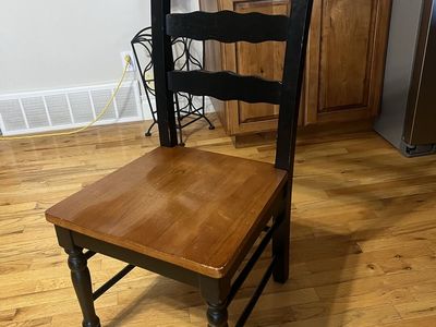 Wooden Dining Chair Black and Brown Ladder Back