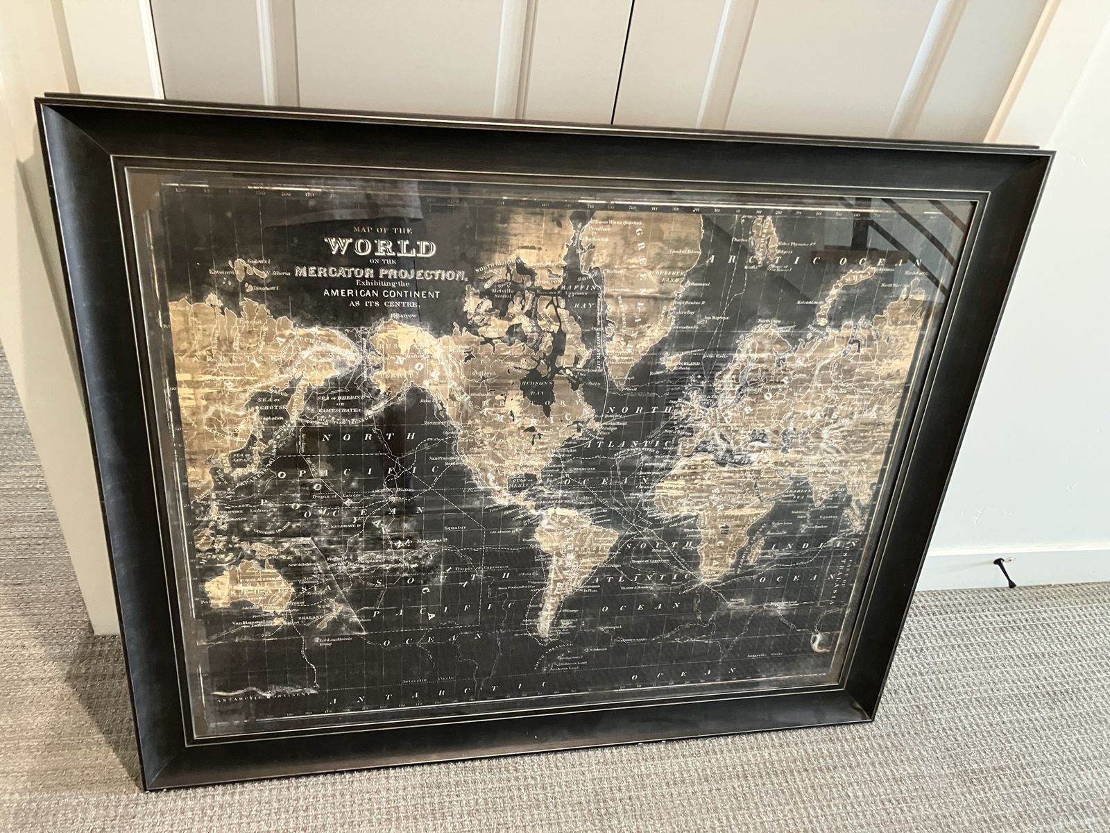 Large Framed World Map Wall Art  56x47 Modern Office/Home Decor